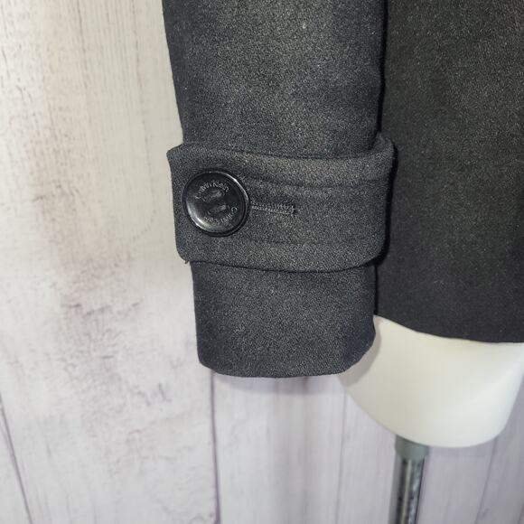 Calvin Klein Black Wool Blend Peacoat Purple Quilted Lining Womens Size 4 - Picture 9 of 10